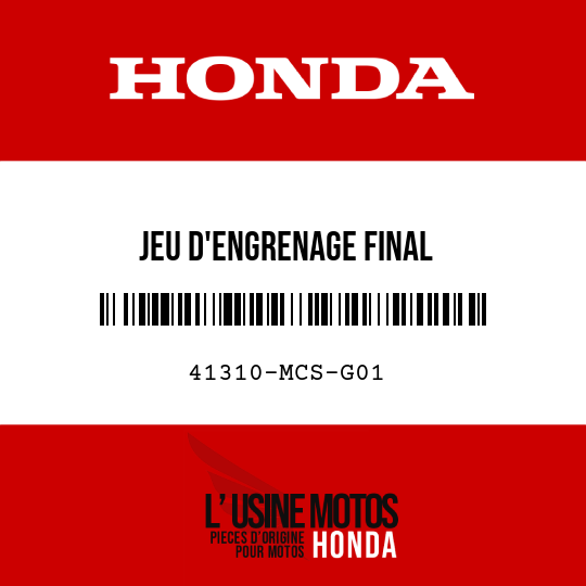 image de 41310-MCS-G01 JEU D'ENGRENAGE FINAL