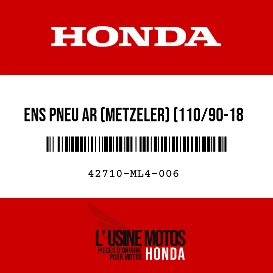 image de 42710-ML4-006 ENS PNEU AR (METZELER) (110/90-18 61H ME99A)