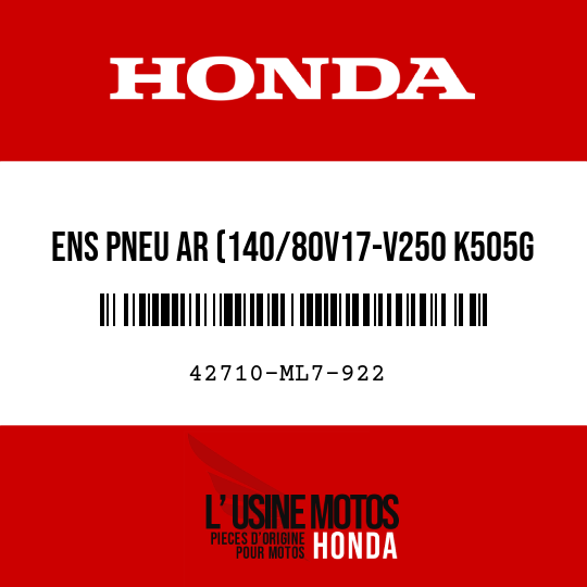 image de 42710-ML7-922 ENS PNEU AR (140/80V17-V250 K505G DUNLOP)