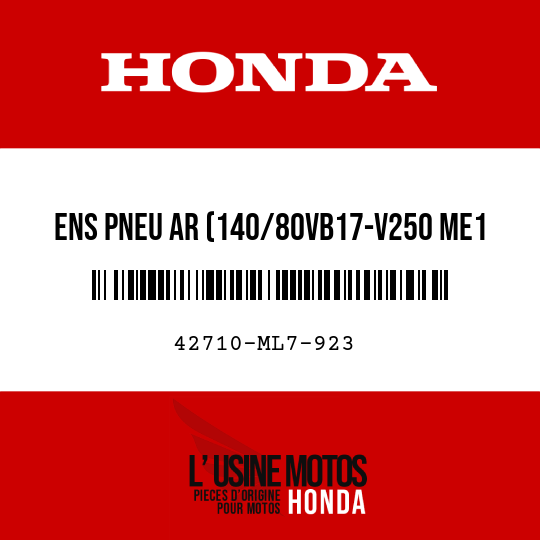image de 42710-ML7-923 ENS PNEU AR (140/80VB17-V250 ME1 METZELER)