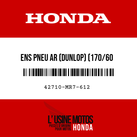 image de 42710-MR7-612 ENS PNEU AR (DUNLOP) (170/60 VR18-V270 K855)