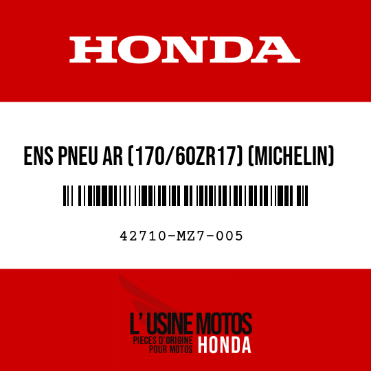 image de 42710-MZ7-005 ENS PNEU AR (170/60ZR17) (MICHELIN)