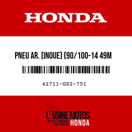 image de 42711-GS2-751 PNEU AR. (INOUE) (90/100-14 49M M5C)