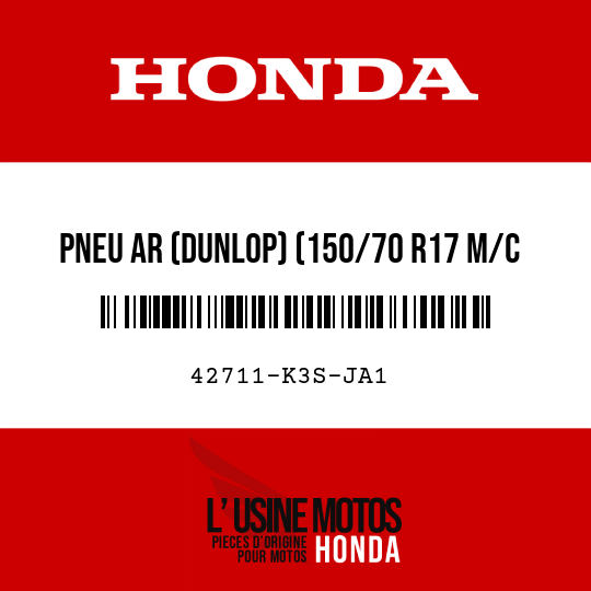 image de 42711-K3S-JA1 PNEU AR (DUNLOP) (150/70 R17 M/C 69H)