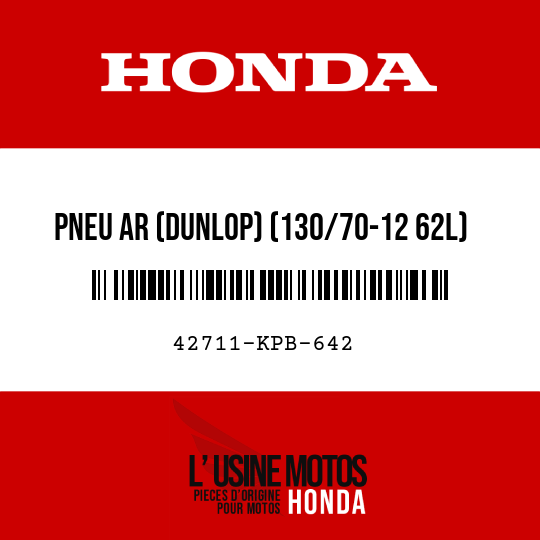 image de 42711-KPB-642 PNEU AR (DUNLOP) (130/70-12 62L)
