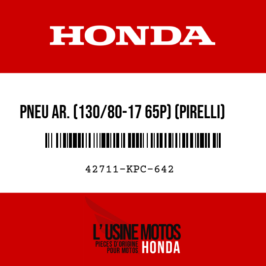 image de 42711-KPC-642 PNEU AR. (130/80-17 65P) (PIRELLI)