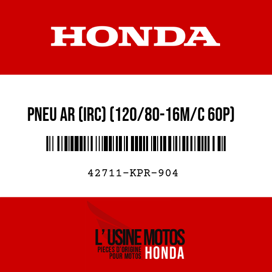 image de 42711-KPR-904 PNEU AR (IRC) (120/80-16M/C 60P)