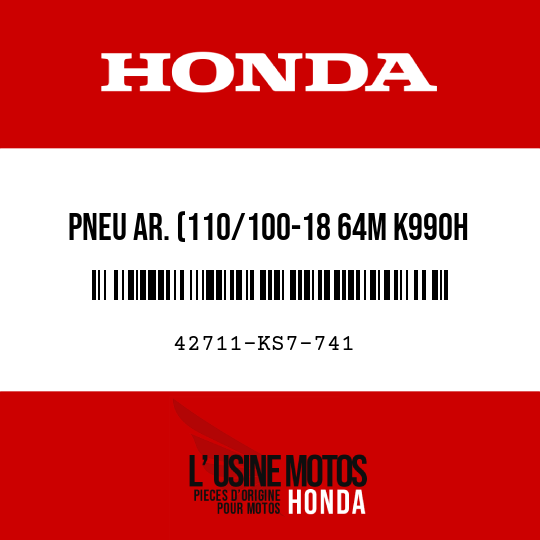 image de 42711-KS7-741 PNEU AR. (110/100-18 64M K990H DOULOP)