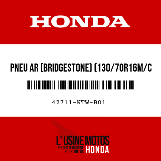 image de 42711-KTW-B01 PNEU AR (BRIDGESTONE) (130/70R16M/C 61S)