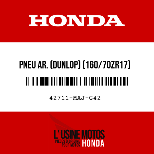 image de 42711-MAJ-G42 PNEU AR. (DUNLOP) (160/70ZR17)