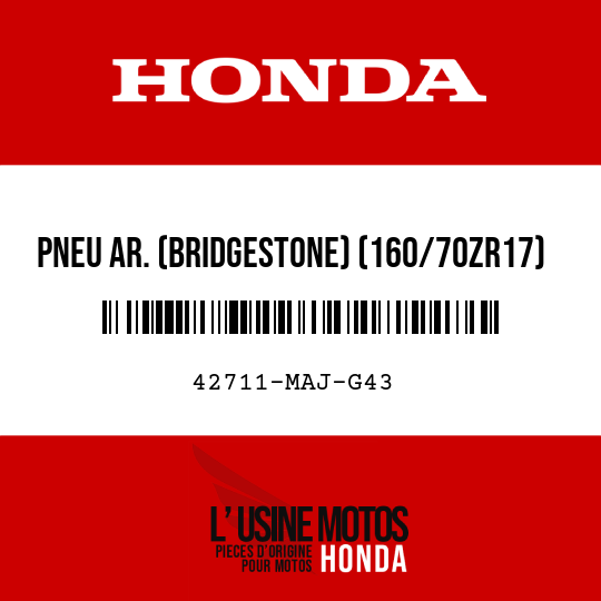image de 42711-MAJ-G43 PNEU AR. (BRIDGESTONE) (160/70ZR17)