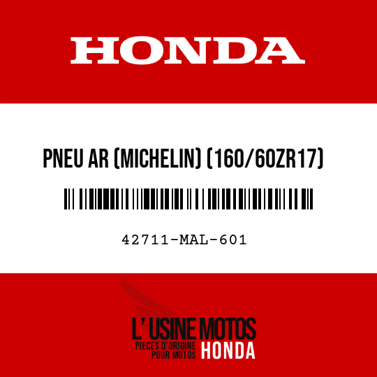 image de 42711-MAL-601 PNEU AR (MICHELIN) (160/60ZR17)
