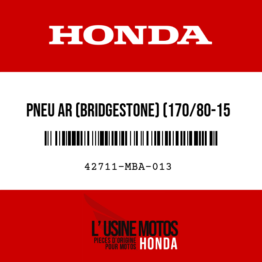 image de 42711-MBA-013 PNEU AR (BRIDGESTONE) (170/80-15 M/C 77S)