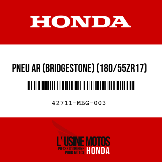image de 42711-MBG-003 PNEU AR (BRIDGESTONE) (180/55ZR17)