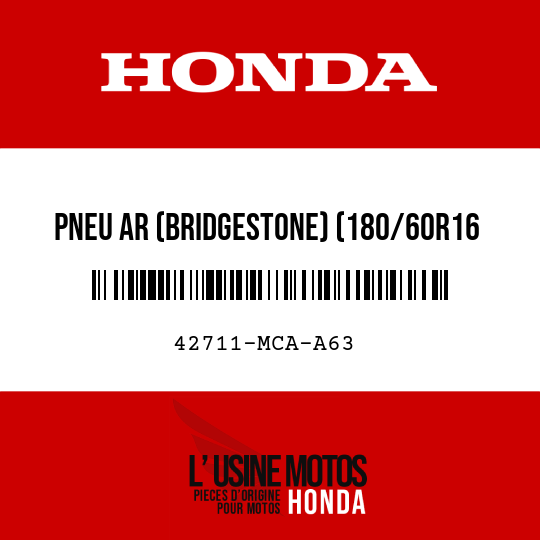 image de 42711-MCA-A63 PNEU AR (BRIDGESTONE) (180/60R16 M/C 74H)