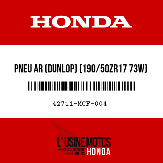 image de 42711-MCF-004 PNEU AR (DUNLOP) (190/50ZR17 73W)