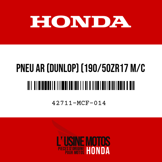 image de 42711-MCF-014 PNEU AR (DUNLOP) (190/50ZR17 M/C 73W)