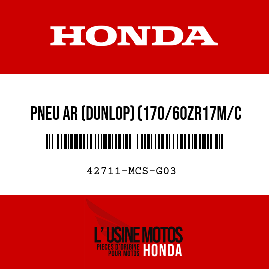 image de 42711-MCS-G03 PNEU AR (DUNLOP) (170/60ZR17M/C 72W)