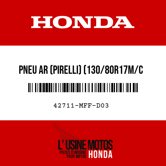 image de 42711-MFF-D03 PNEU AR (PIRELLI) (130/80R17M/C 65H)