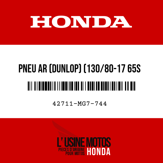 image de 42711-MG7-744 PNEU AR (DUNLOP) (130/80-17 65S K750)
