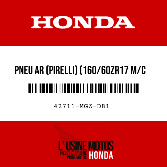 image de 42711-MGZ-D81 PNEU AR (PIRELLI) (160/60ZR17 M/C 69W)
