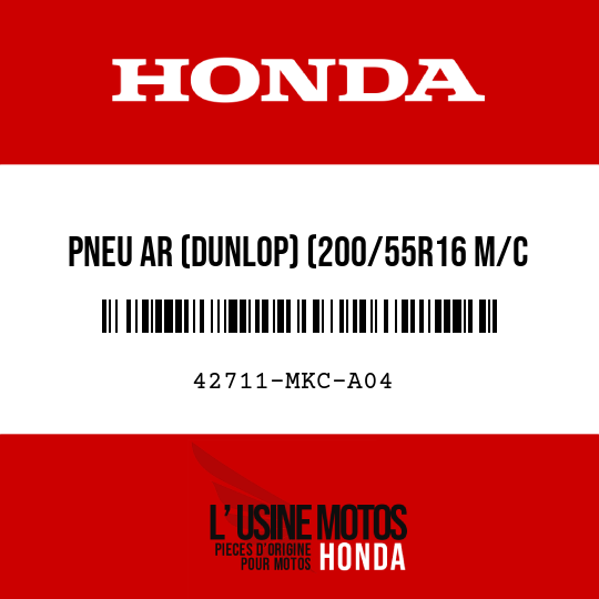 image de 42711-MKC-A04 PNEU AR (DUNLOP) (200/55R16 M/C 77H)