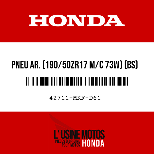image de 42711-MKF-D61 PNEU AR. (190/50ZR17 M/C 73W) (BS)