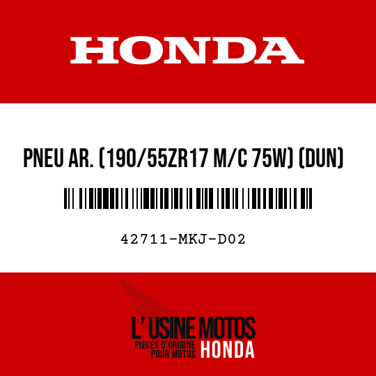 image de 42711-MKJ-D02 PNEU AR. (190/55ZR17 M/C 75W) (DUN)