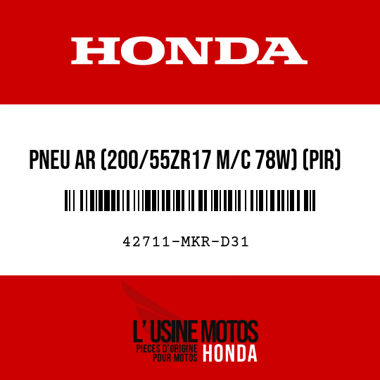image de 42711-MKR-D31 PNEU AR (200/55ZR17 M/C 78W) (PIR)