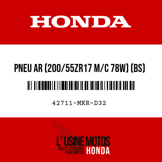 image de 42711-MKR-D32 PNEU AR (200/55ZR17 M/C 78W) (BS)