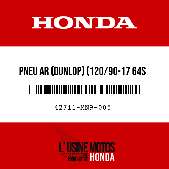 image de 42711-MN9-005 PNEU AR (DUNLOP) (120/90-17 64S K560)
