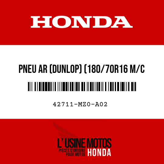 image de 42711-MZ0-A02 PNEU AR (DUNLOP) (180/70R16 M/C 77H)