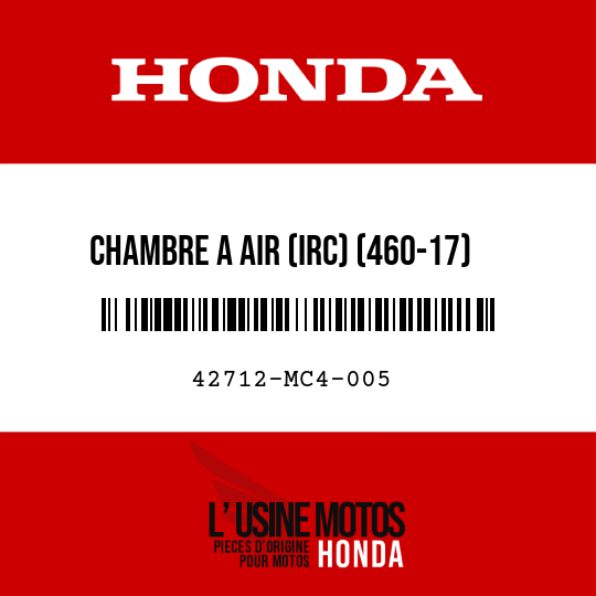 image de 42712-MC4-005 CHAMBRE A AIR (IRC) (460-17)