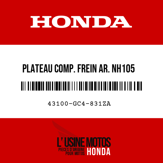 image de 43100-GC4-831ZA PLATEAU COMP. FREIN AR. NH105 
