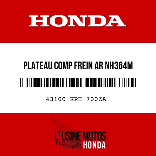 image de 43100-KPH-700ZA PLATEAU COMP FREIN AR NH364M 