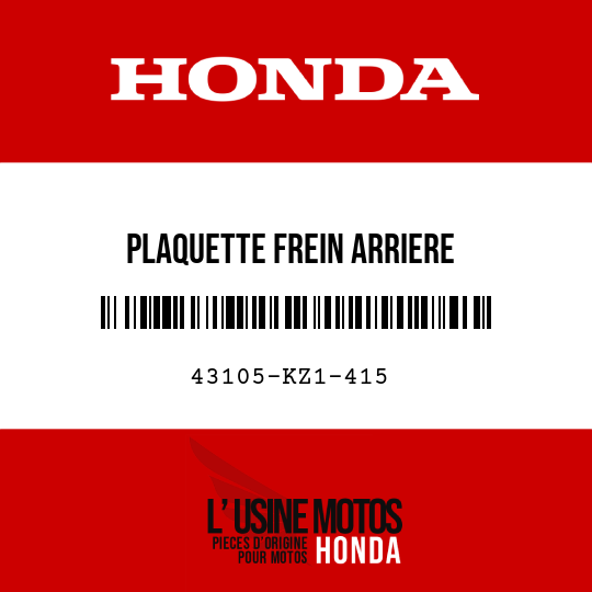 image de 43105-KZ1-415 PLAQUETTE FREIN ARRIERE