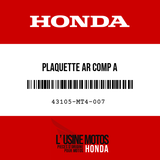 image de 43105-MT4-007 PLAQUETTE AR COMP A