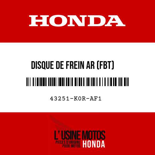 image de 43251-K0R-AF1 DISQUE DE FREIN AR (FBT)