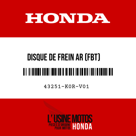 image de 43251-K0R-V01 DISQUE DE FREIN AR (FBT)