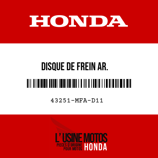 image de 43251-MFA-D11 DISQUE DE FREIN AR.