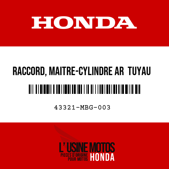 image de 43321-MBG-003 RACCORD, MAITRE-CYLINDRE AR  TUYAU