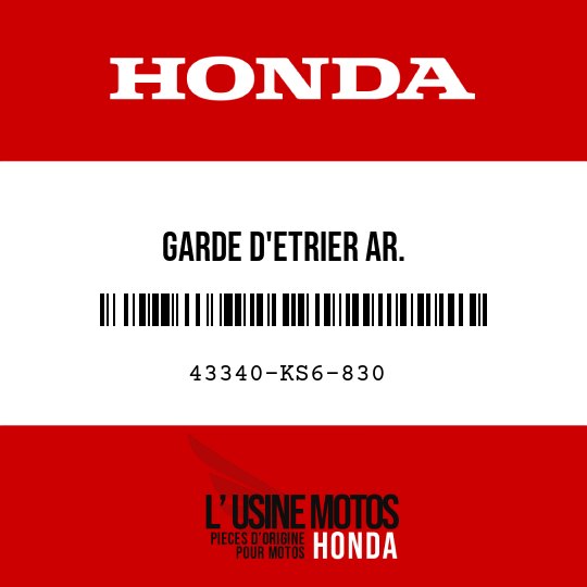 image de 43340-KS6-830 GARDE D'ETRIER AR.
