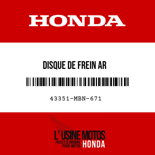 image de 43351-MBN-671 DISQUE DE FREIN AR