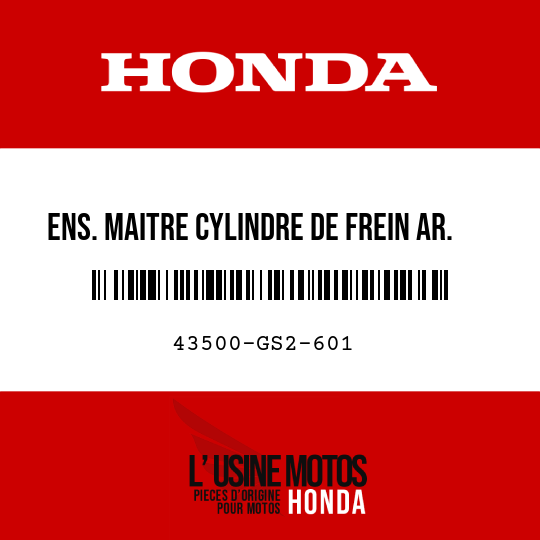 image de 43500-GS2-601 ENS. MAITRE CYLINDRE DE FREIN AR. (NISSIN)