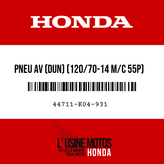 image de 44711-K04-931 PNEU AV (DUN) (120/70-14 M/C 55P)