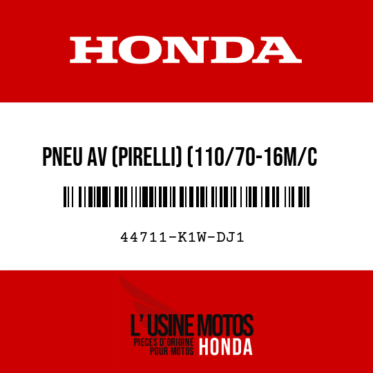 image de 44711-K1W-DJ1 PNEU AV (PIRELLI) (110/70-16M/C 52S)