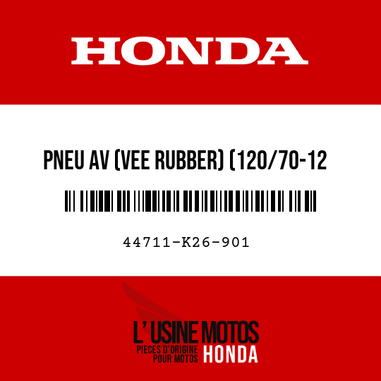 image de 44711-K26-901 PNEU AV (VEE RUBBER) (120/70-12 51L)