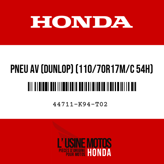 image de 44711-K94-T02 PNEU AV (DUNLOP) (110/70R17M/C 54H)