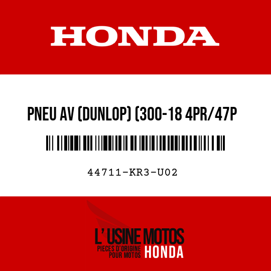 image de 44711-KR3-U02 PNEU AV (DUNLOP) (300-18 4PR/47P F11)