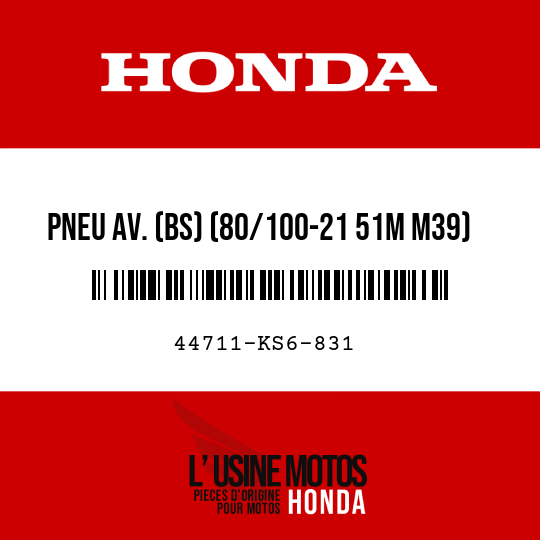 image de 44711-KS6-831 PNEU AV. (BS) (80/100-21 51M M39)